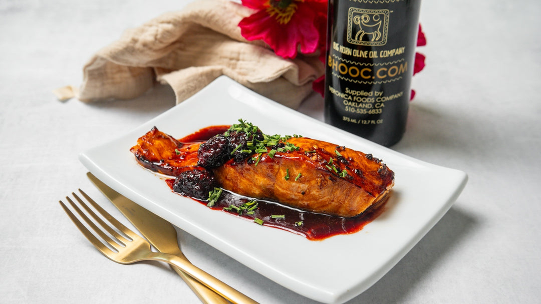 Blackberry Ginger Balsamic Vinegar Air Fried Salmon Recipe Side View