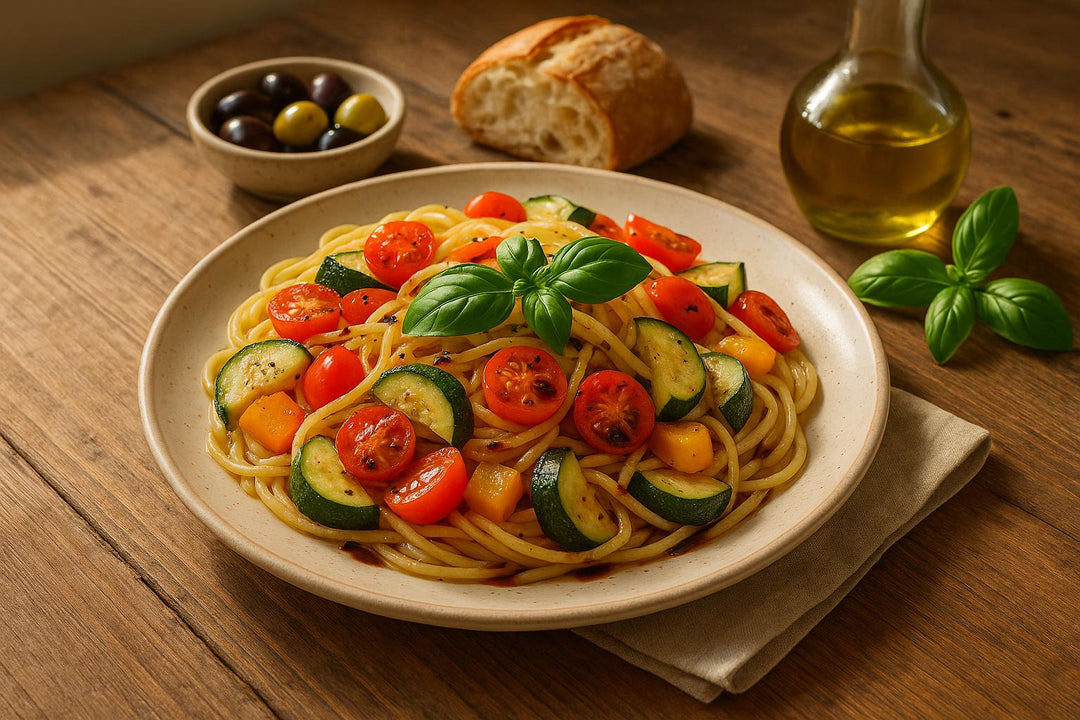 Mediterranean Pasta with EVOO and Balsamic