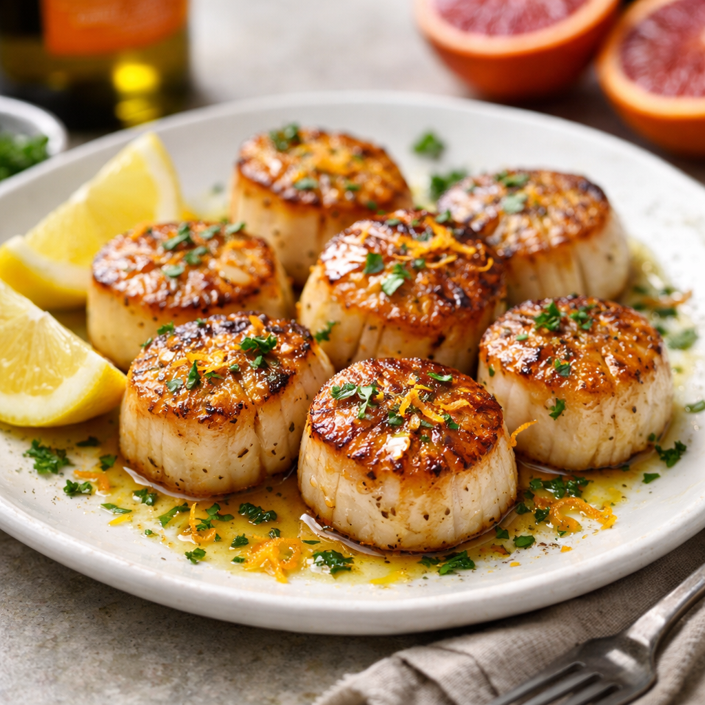 Blood Orange EVOO Seared Scallops: A Bright and Elegant New Year’s Dish
