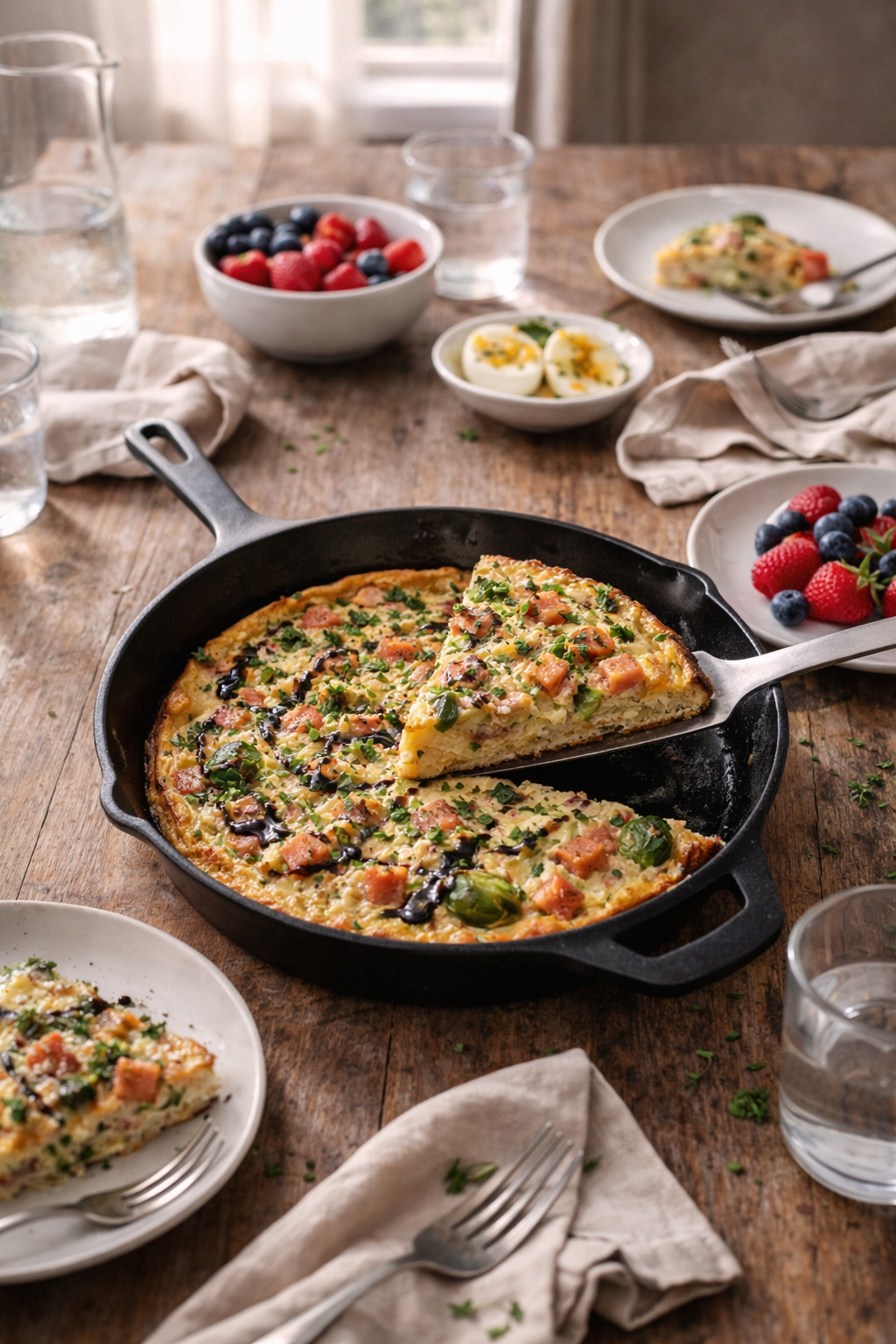 Springtime Herbed Frittata with Ham & Gruyère (One-Pan Brunch Favorite)