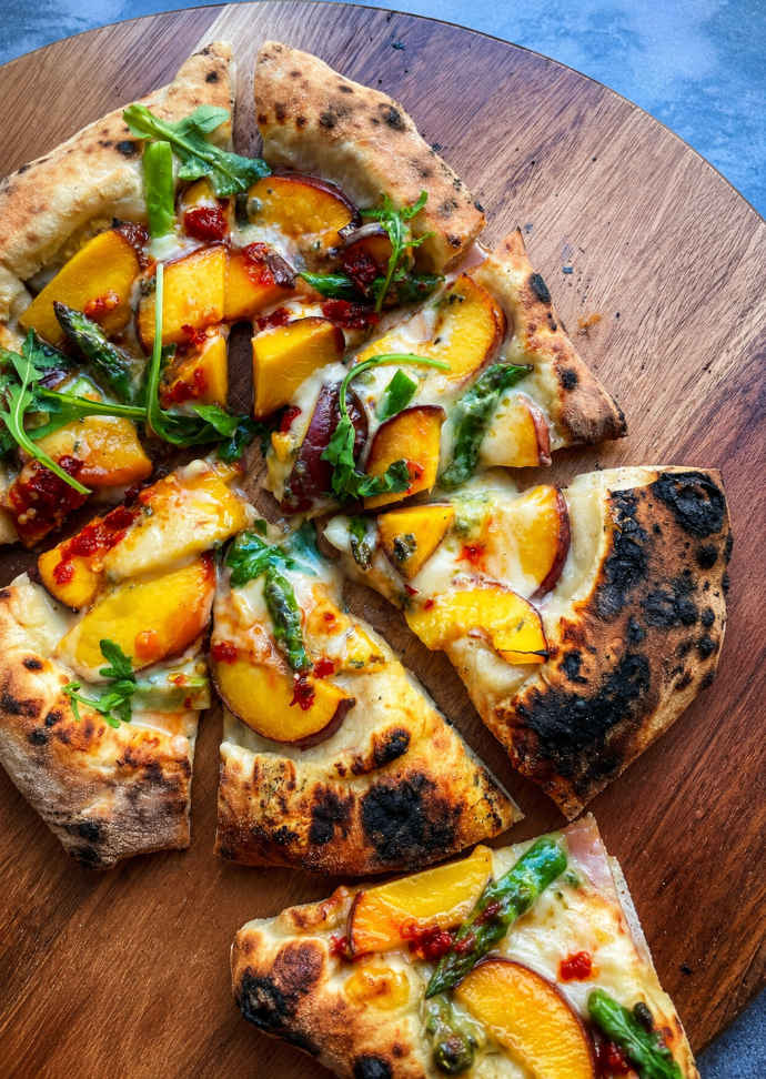 Hot Honey Peach Pizza