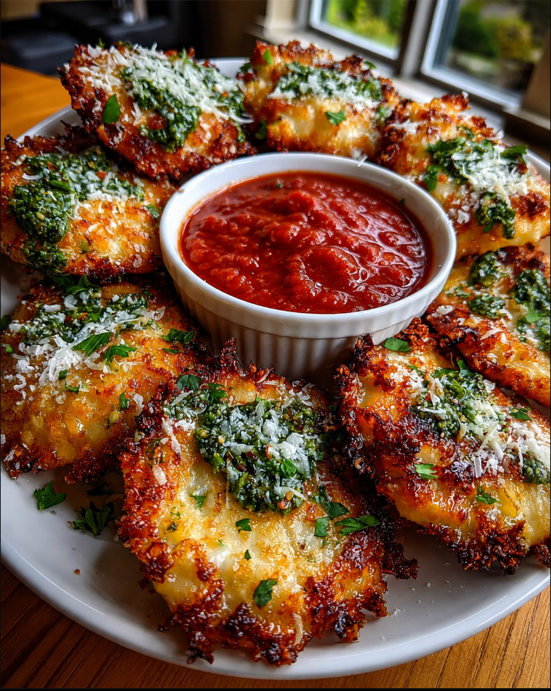 🍝 Crispy & Smashed Garlic-Parm Ravioli