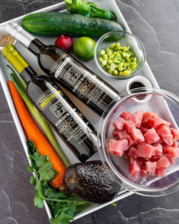Japanese Toasted Sesame Oil Poke Bowl Recipe Ingredients